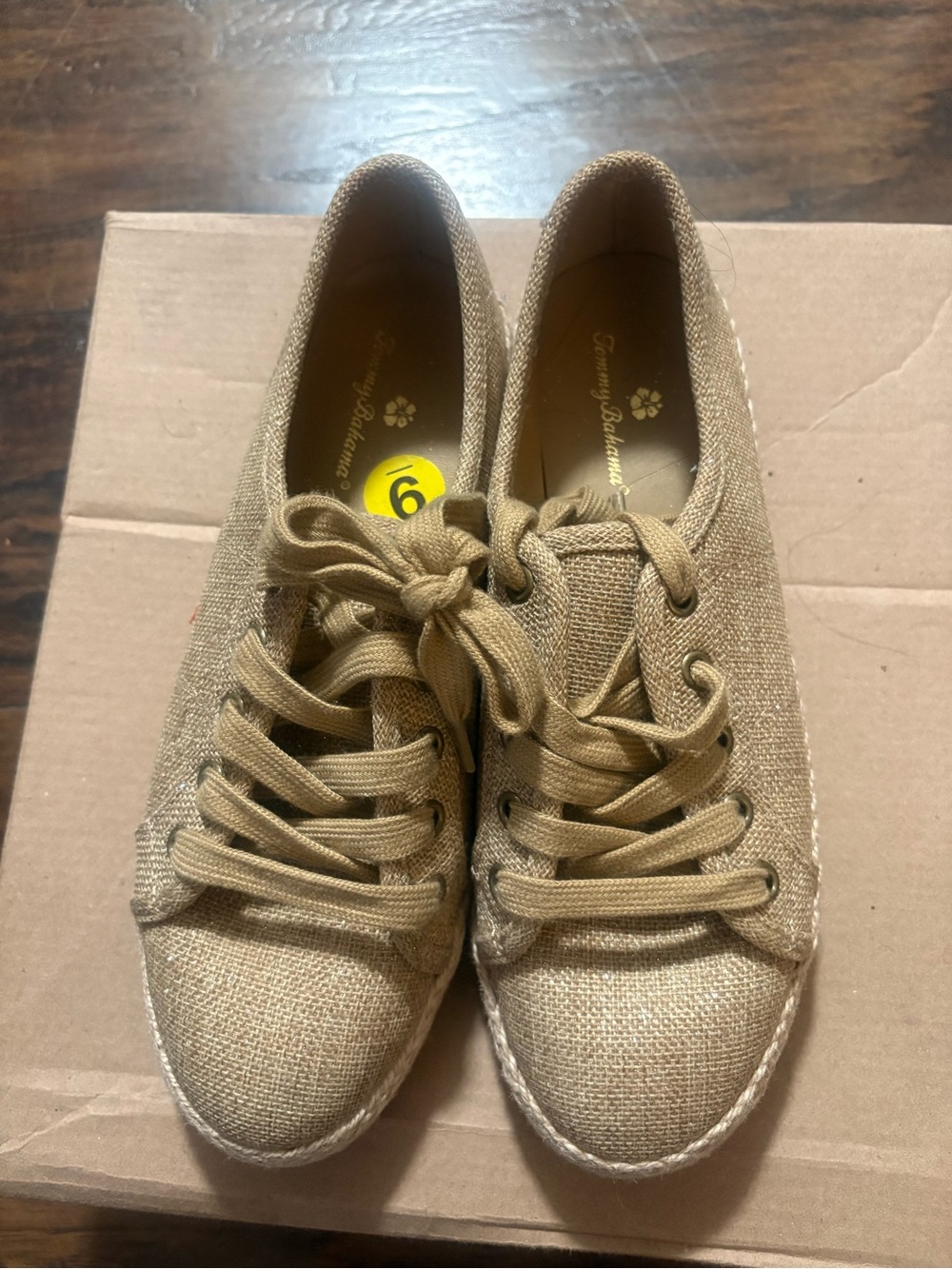 Tommy Bahama Tan Woven Lace-Up Espadrille Sneakers